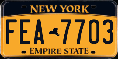 NY license plate FEA7703