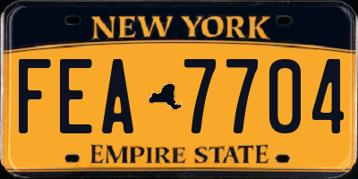 NY license plate FEA7704