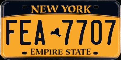 NY license plate FEA7707
