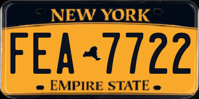 NY license plate FEA7722