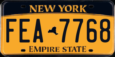 NY license plate FEA7768