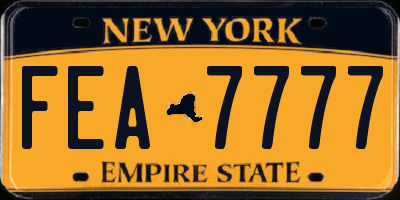 NY license plate FEA7777