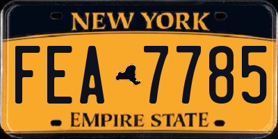 NY license plate FEA7785