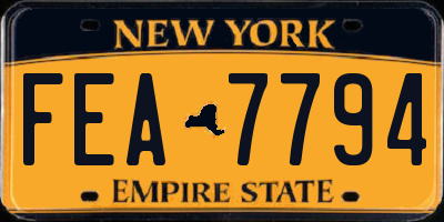 NY license plate FEA7794