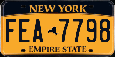 NY license plate FEA7798