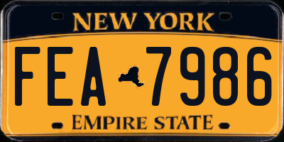 NY license plate FEA7986