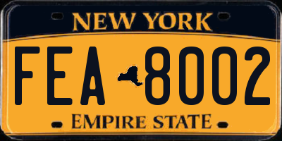 NY license plate FEA8002