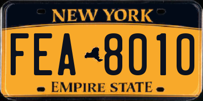 NY license plate FEA8010