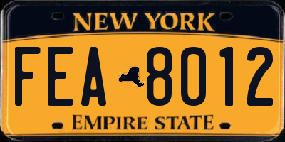 NY license plate FEA8012