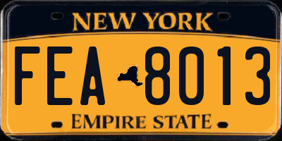 NY license plate FEA8013