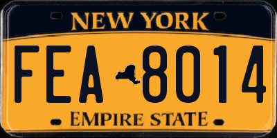 NY license plate FEA8014