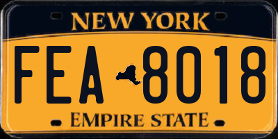 NY license plate FEA8018