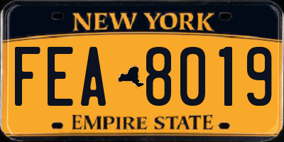 NY license plate FEA8019
