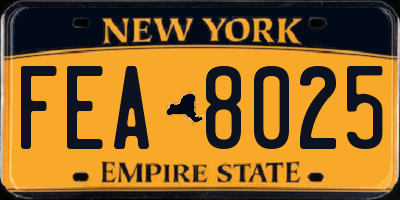 NY license plate FEA8025