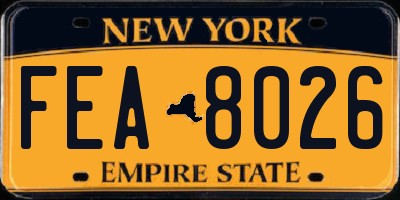 NY license plate FEA8026