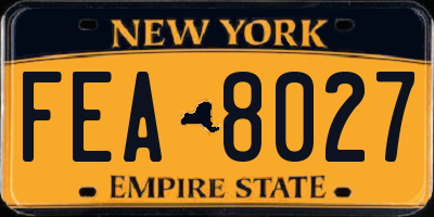 NY license plate FEA8027