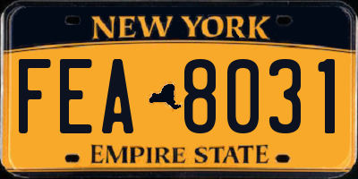 NY license plate FEA8031
