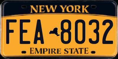 NY license plate FEA8032