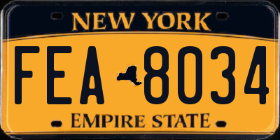 NY license plate FEA8034