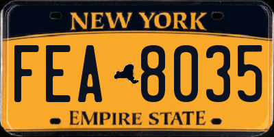 NY license plate FEA8035