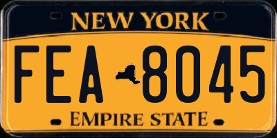 NY license plate FEA8045