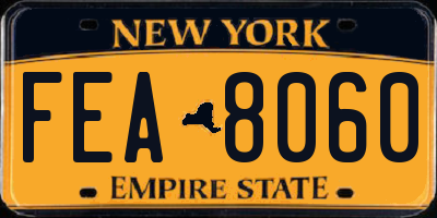 NY license plate FEA8060