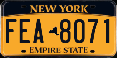 NY license plate FEA8071