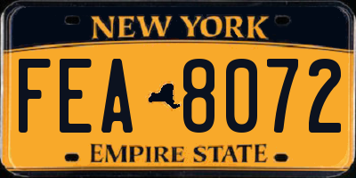 NY license plate FEA8072