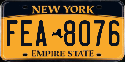 NY license plate FEA8076