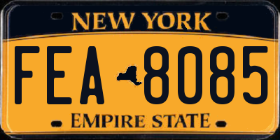 NY license plate FEA8085