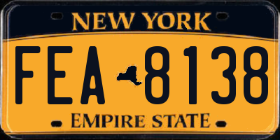 NY license plate FEA8138