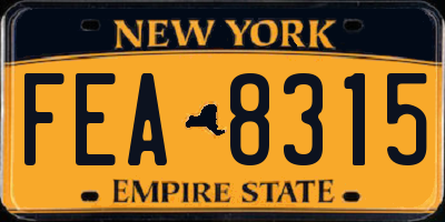 NY license plate FEA8315