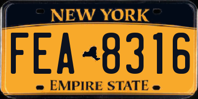 NY license plate FEA8316
