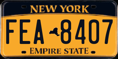 NY license plate FEA8407