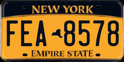 NY license plate FEA8578