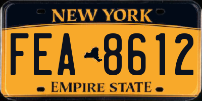 NY license plate FEA8612