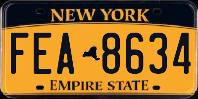 NY license plate FEA8634
