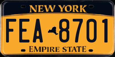 NY license plate FEA8701