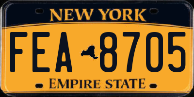 NY license plate FEA8705