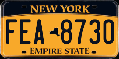 NY license plate FEA8730