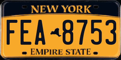 NY license plate FEA8753