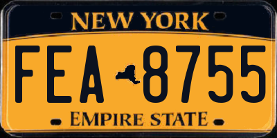 NY license plate FEA8755