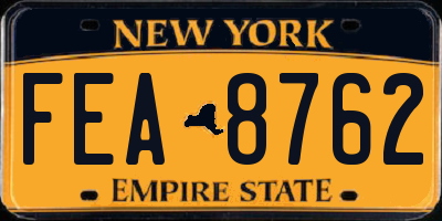 NY license plate FEA8762