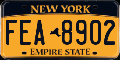 NY license plate FEA8902