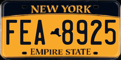 NY license plate FEA8925