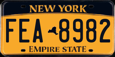 NY license plate FEA8982