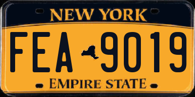 NY license plate FEA9019