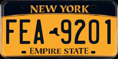 NY license plate FEA9201