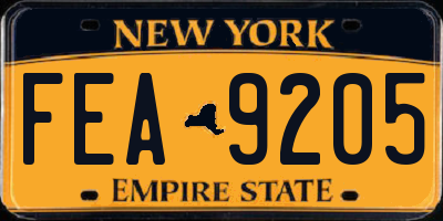 NY license plate FEA9205