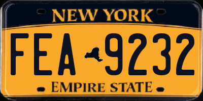 NY license plate FEA9232